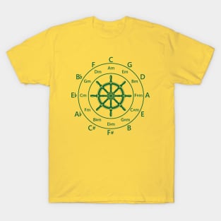 Circle of Fifths Ship Steering Wheel Dark Green T-Shirt